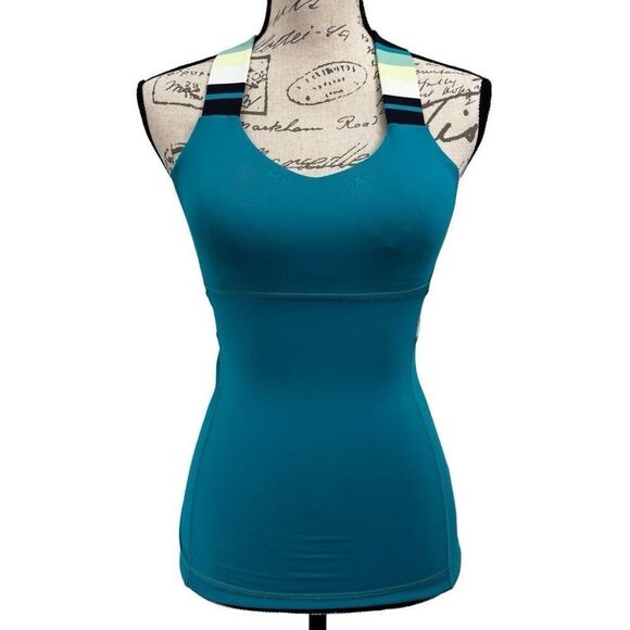 Lululemon Push Ur Limits Tank Top Surge Green /Assorted stripe Size 2 - Picture 2 of 8